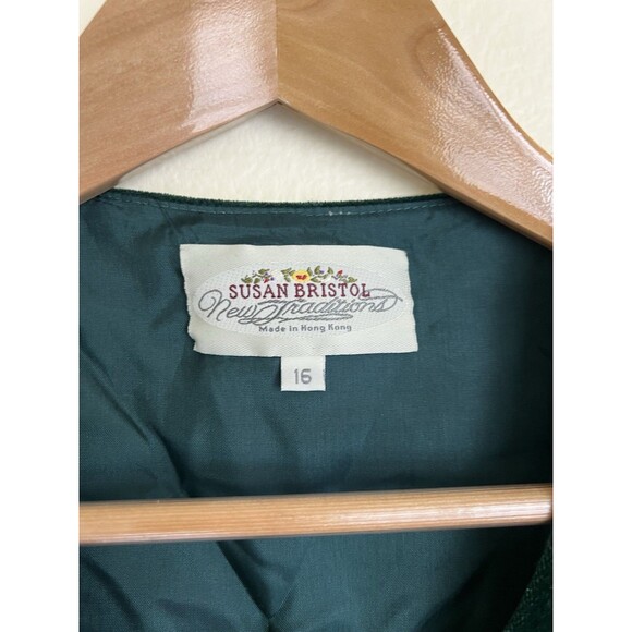 Susan Bristol New Traditions‎ Vest Women's 16 Green Velvet Embroidered Pockets - Picture 7 of 10
